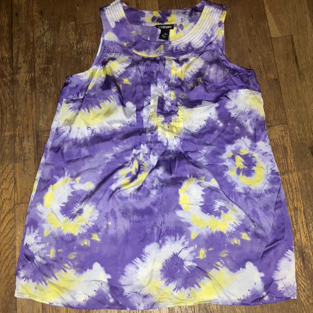 Lane Bryant Purple and White Sleeveless Relaxed Tank Top